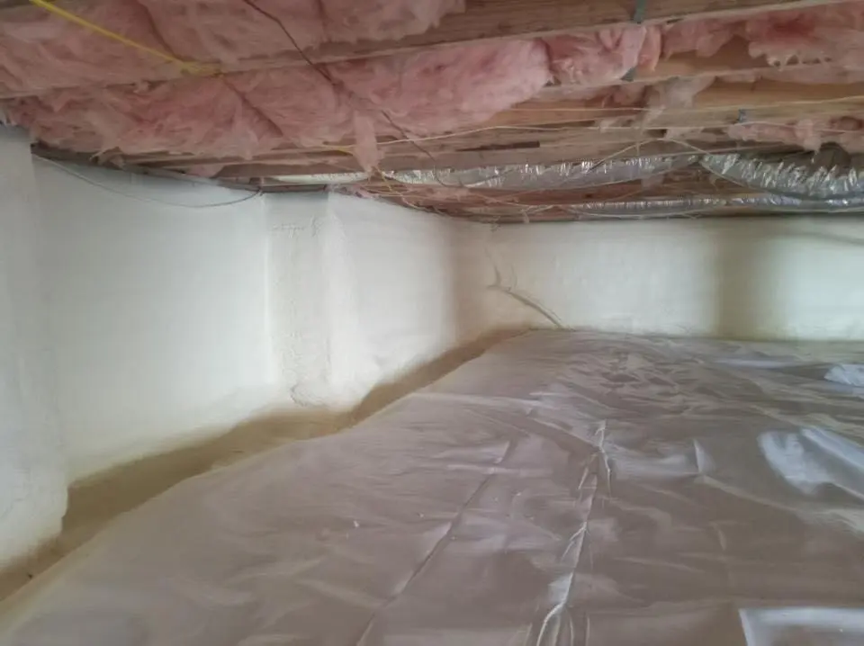 Crawl space encapsulation with closed-cell spray foam for Spray Foam Roofing in Le Ray